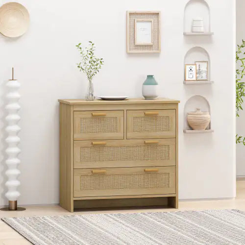 4 Drawer Rattan Cabinet