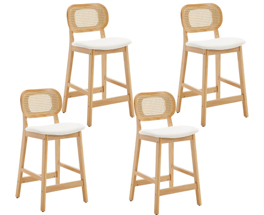 Rattan Counter Height Bar Stools - Set of 4