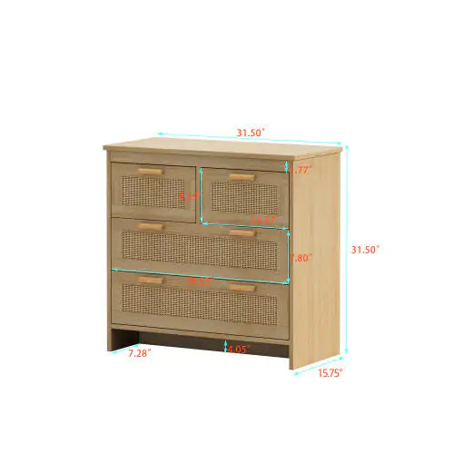 4 Drawer Rattan Cabinet
