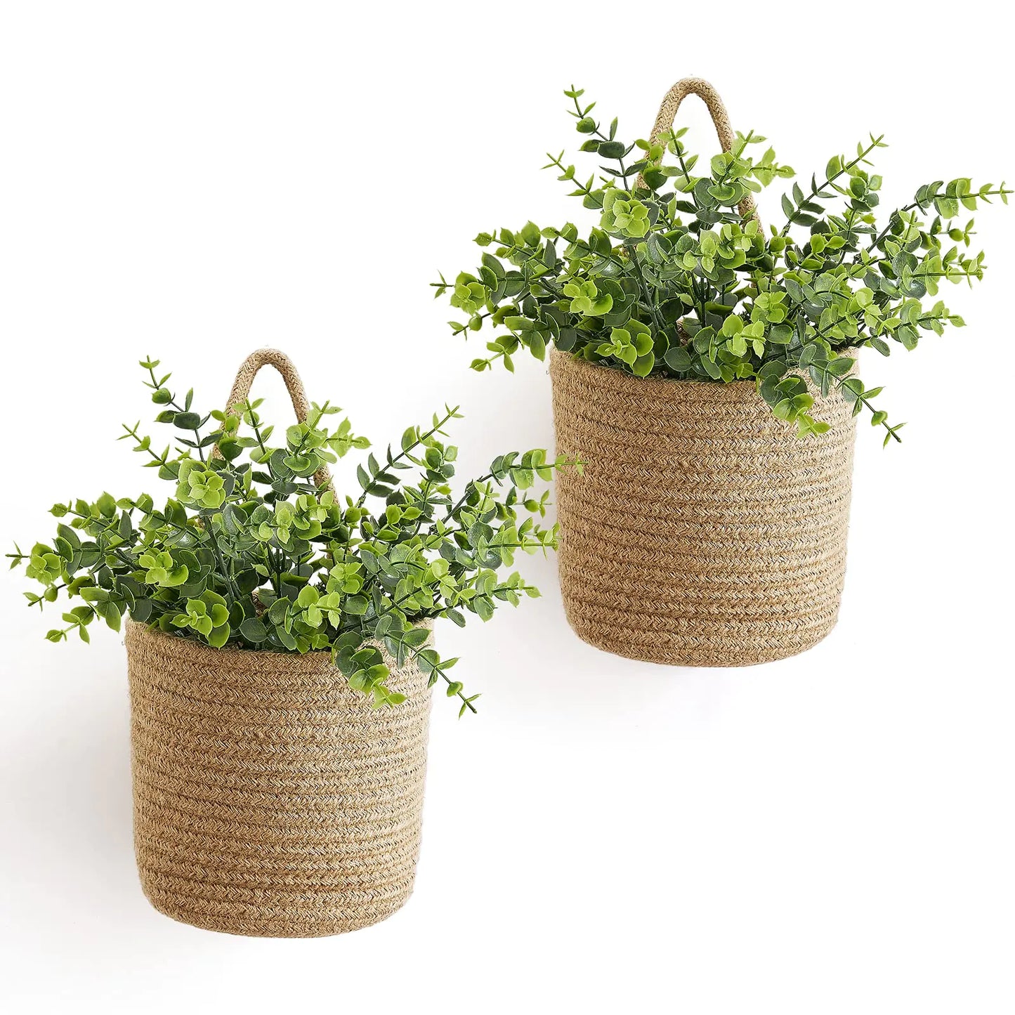 2 pieces wall basket set with eucalyptus