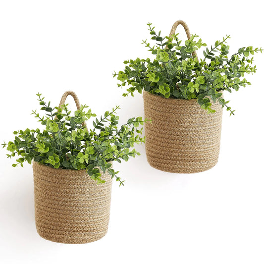 2 pieces wall basket set with eucalyptus